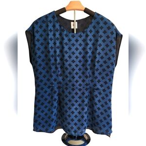 CAbi Pacific Blue Foulard Peplum Cap Sleeve Blouse Size - Medium...